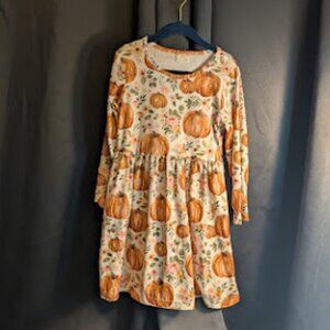 Girl's Fall/Pumpkin Long Sleeve Dress - Size Kids 5/6